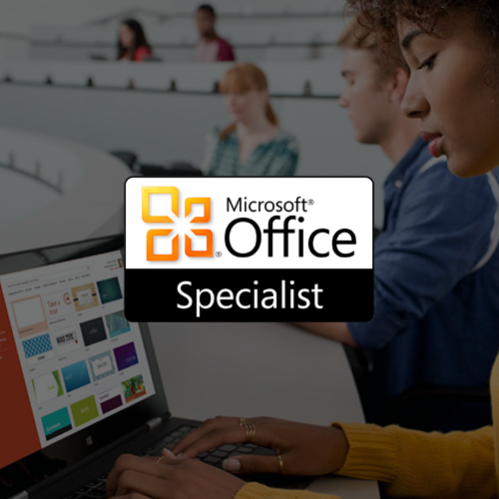Microsoft Office Specialist Logo on a grey out overlay